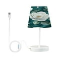 thumbnail image 2 of WOBOGO Large White Roses Pattern Table Lamps Bedroom 3-Speed Dimmable Farm Style with Fabric Shade for Reading and Home Office, 2 of 8