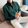 thumbnail image 2 of Camisas para hombre Camisa verde lisa para hombre Camisa de negocios Waffle Diseñador Moda 2024 Hipster Regular Elegante Slim Fit Barato Marca Social I, 2 of 5
