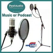 Post Audio Pro Recording or Podcast Pack USB Microphone, Shock Mount, Pop Filter, Boom Stand
