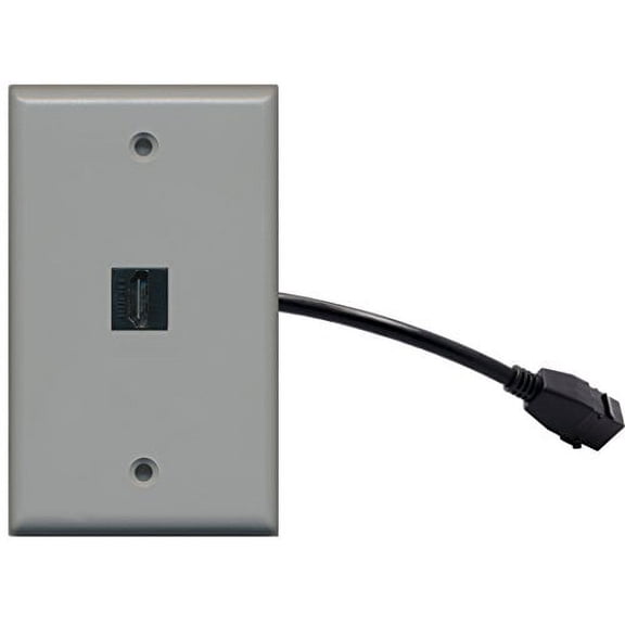 RiteAV (1 Gang Flat HDMI Wall Plate w/Pigtail Extension Cable Gray