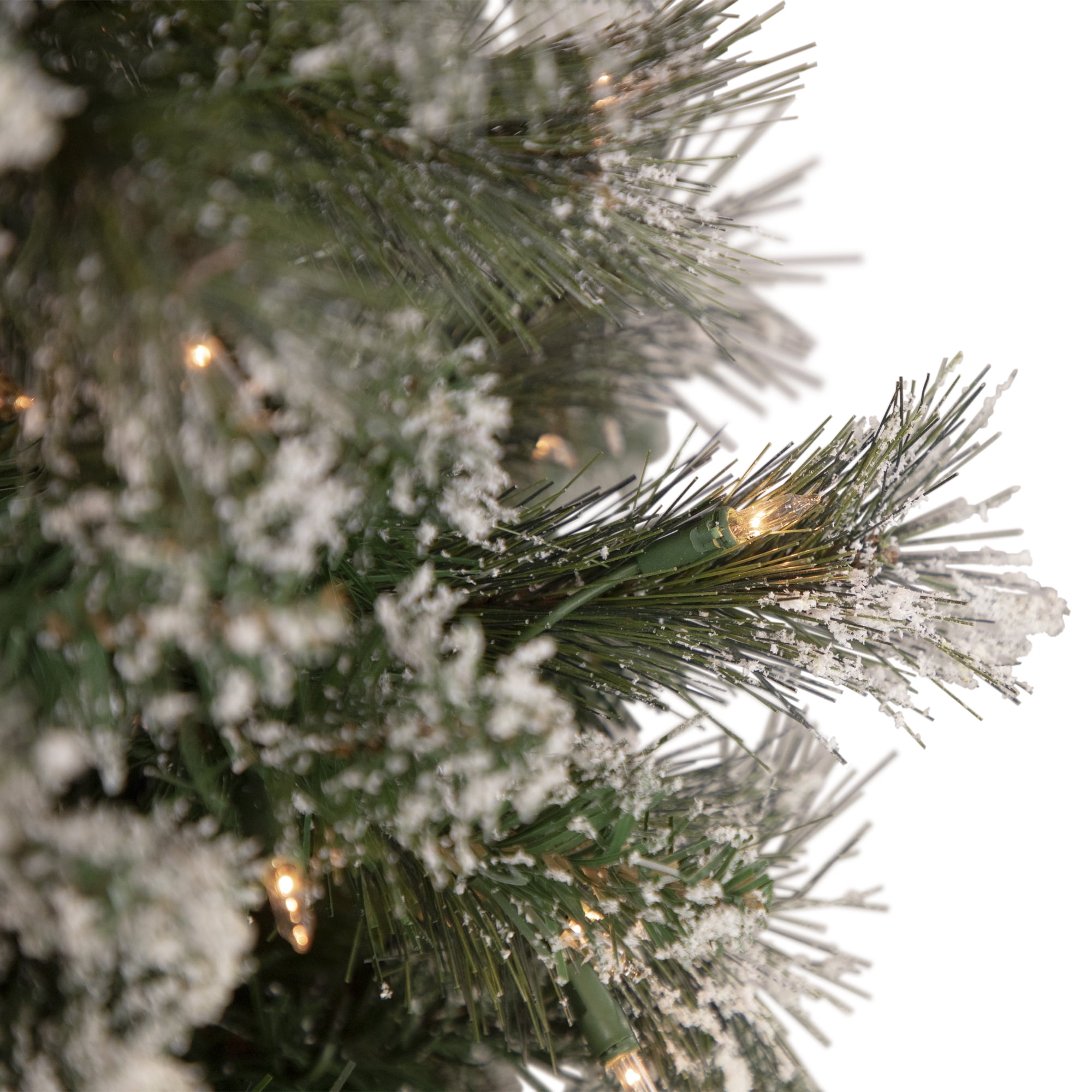 Northlight Clear Prelit Incandescent Green Hinged Snow Valley Pine Artificial Christmas Tree, 6.5'