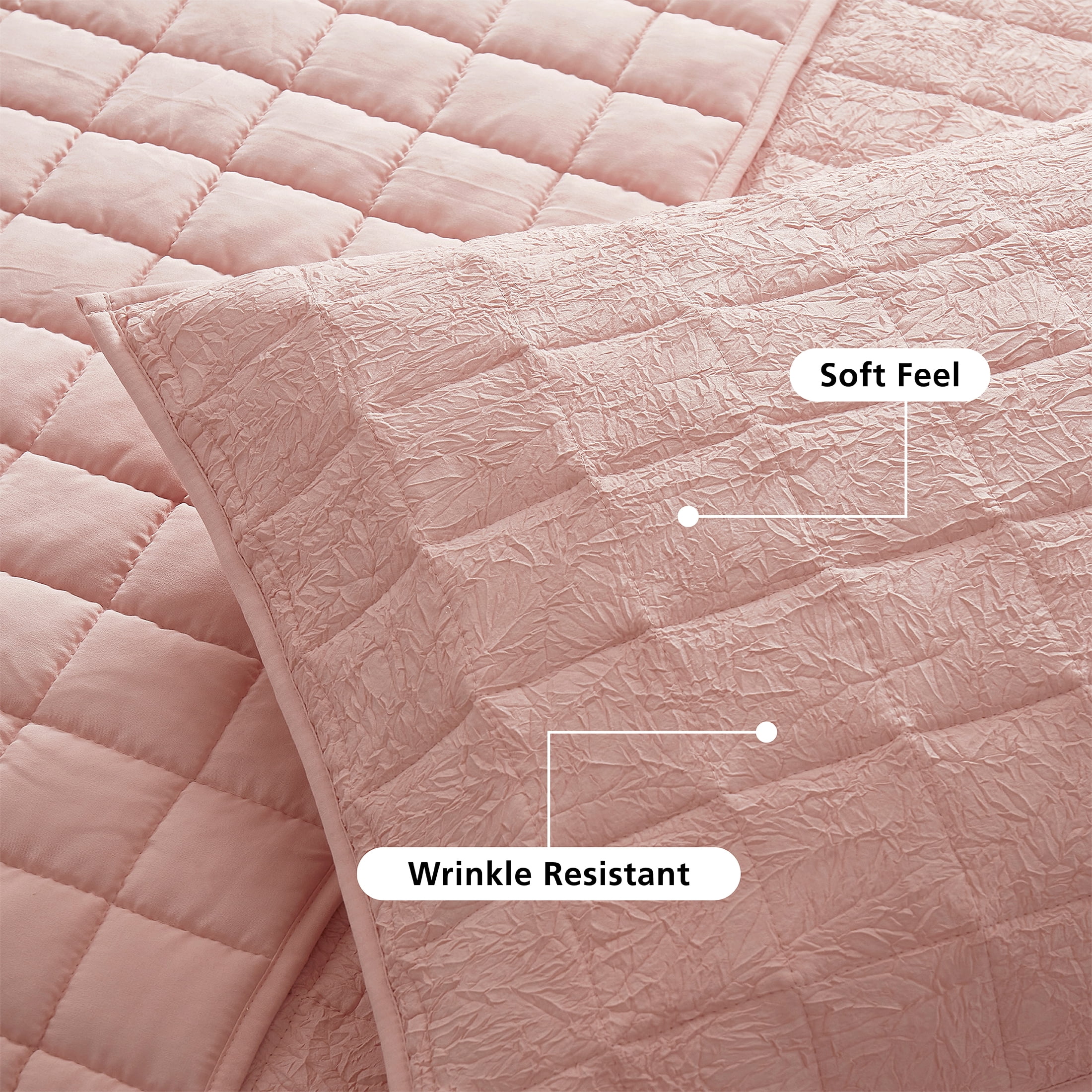 Mainstays Crinkle Pillow Sham, Standard, Pink Blush, 1 Pack