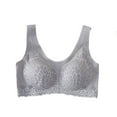 thumbnail image 2 of rygai Women Brassiere Seamless Solid Color Plus Size WIreless Padded Support Breast Lace Wide Shoulder Strap Sports Bra Women Inner Wear Clothes,Grey,2XL, 2 of 8