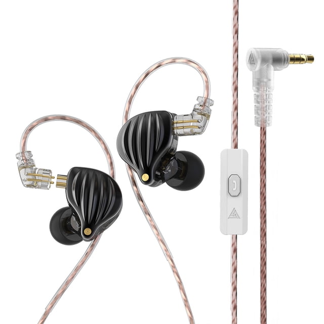 Injueey Auriculares intrauditivos con Cable desmontable de 3,5mm, auriculares con cancelación de ruido para teléfono, auriculares dinámicos de 2 pines Electrónica Negro con micrófono