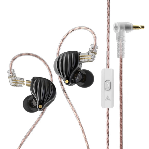 Injueey Auriculares intrauditivos con Cable desmontable de 3,5mm, auriculares con cancelación de ruido para teléfono, auriculares dinámicos de 2 pines Electrónica Negro con micrófono