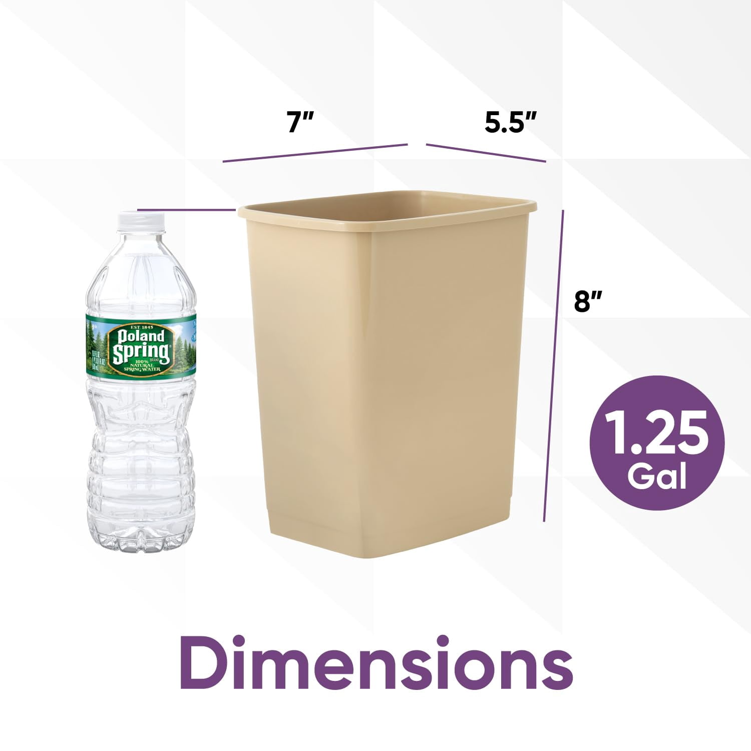Superio 1.25 Gal Mini Plastic Trash Can, Small Waste Bin for Countertop, Desk, Vanity, Bathroom 5 Quart (6, Beige)