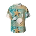 thumbnail image 2 of KLL Starfish And Seashell Print Men's Shirt Short Sleeve Button Down Summer Cuba Beach Shirts- Large, 2 of 7