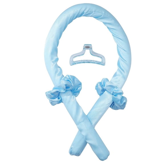 Sinkoo Heatless Hair Rollers Set for Women, 34" No Heat Hair Curlers to Sleep in, Super Soft Ribbon Wrap for Long Hair, Blue Curling Set with Scrunchies and Clip, for All Hair Types