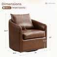 thumbnail image 5 of Bonzy Home 360° Swivel Accent Chair Set of 2 with Throw Pillow, Mid Century Faux Leather Modern Armchair, Swivel Barrel Chair for Living Room Bedroom, Brown, 5 of 9