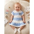 thumbnail image 6 of BemeyourBBs Toddler Baby Girl Summer Football Dress Little Baby Girl Soccer Dress Outfit Football Embroidered Striped Button Collared Short Sleeve A Line Ruffled Dress, 6 of 9