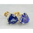 thumbnail image 2 of beryl_creation Trillion Tanzanite Push Back Stud Earrings 14K Yellow Gold Finish, 2 of 3