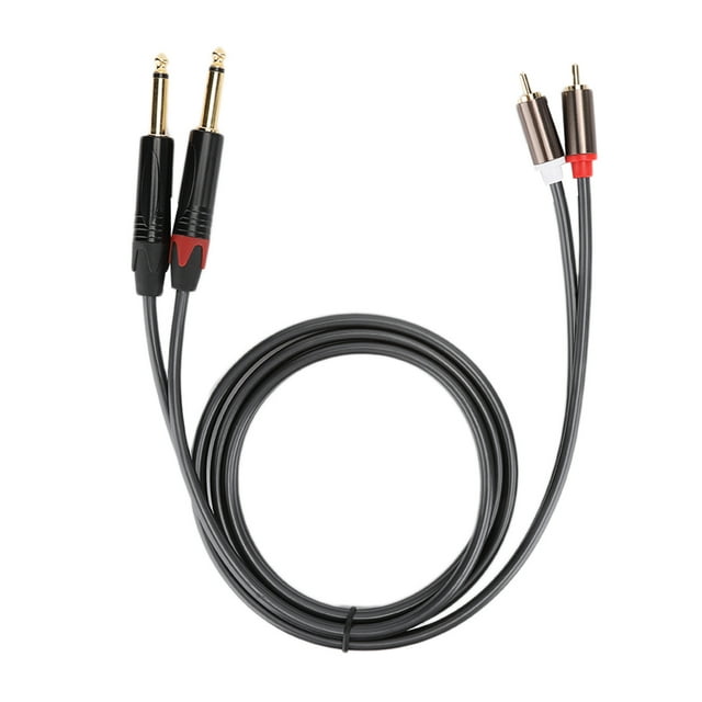 Dual to Dual 6.35 Adapter Cable, 6.35 Audio Cable, Gold-plated Black for Professional Camera Mixer Audio Player