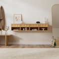 thumbnail image 4 of EYYTHUNG Floating Nightstand Set of 2, Wall Mounted Bedside Table with Storage Drawer and Open Shelf, Modern Night Stand with Curved Corner, Natural Oak, 4 of 7