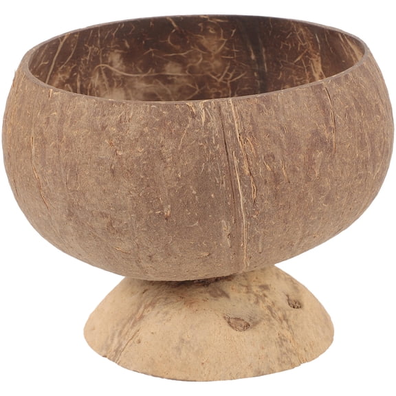 UPOUART Round Coconut Shell Serving Bowl for Kitchen Use, Natural Design, 1 Pack