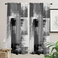 thumbnail image 2 of Oil Painting Black Grey Kitchen Curtains 84 Inch Length Curtains Drapes, Modern Geometric White Abstract Art Rod Pocket Window Curtains for Living Room/Bedroom, 52" x 84", 2 Panels, 2 of 5