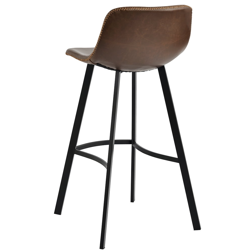 Kepooman Vintage Leatherier Height Bar Stools with Low Backrest & Footrest for Kitchen Pub, Set of 2, 16" L x 18.8" W x 40.5" H, Light Brown Kepooman Vintage Leatherier Height Bar Stools with Low Backrest & Footrest for Kitchen Pub, Set of 2, 16" L x 18.8" W x 40.5" H, Light Brown