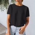 thumbnail image 2 of Womens Short Sleeve Sweater Tops Basic Lightweight Casual Crewneck Summer Loose Fit Knit Tees Shirts, 2 of 5