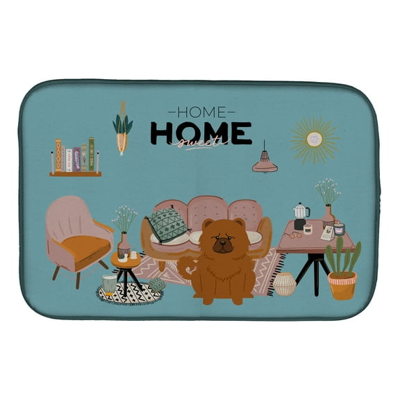 Red Chow Chow Sweet Home Dish Drying Mat