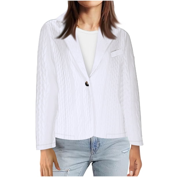 Blazer de mujer con cuello de traje, un botón, manga larga, color liso, chaqueta de traje, blusa para mujer