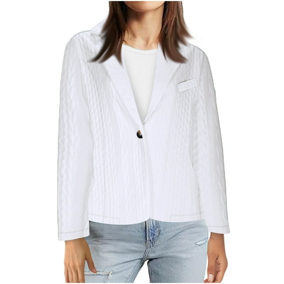 cfhntfmh Fall Jackets for Women Fashion Cable Knit Long Sleeve Buttons Coats Comfy V Neck Solid Color Blouses Tops