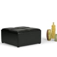 thumbnail image 3 of Simpli Home Avalon 35 inch Wide Contemporary Square Coffee Table Storage Ottoman in Midnight Black Vegan Leather, 3 of 9