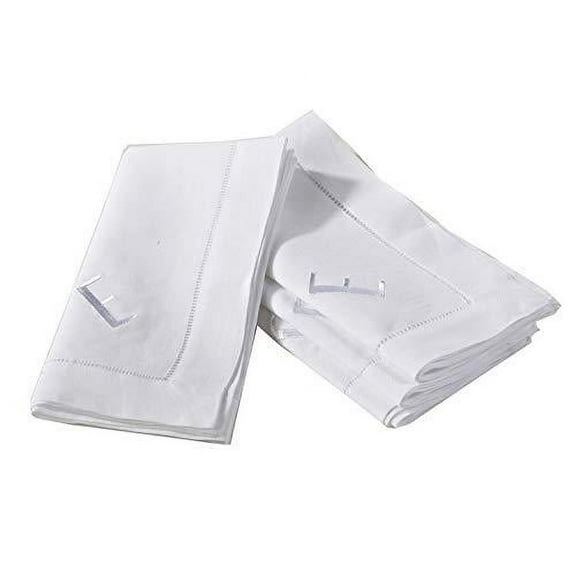 Fennco Styles Monogrammed Hemstitched Dinner Napkins,set of 4