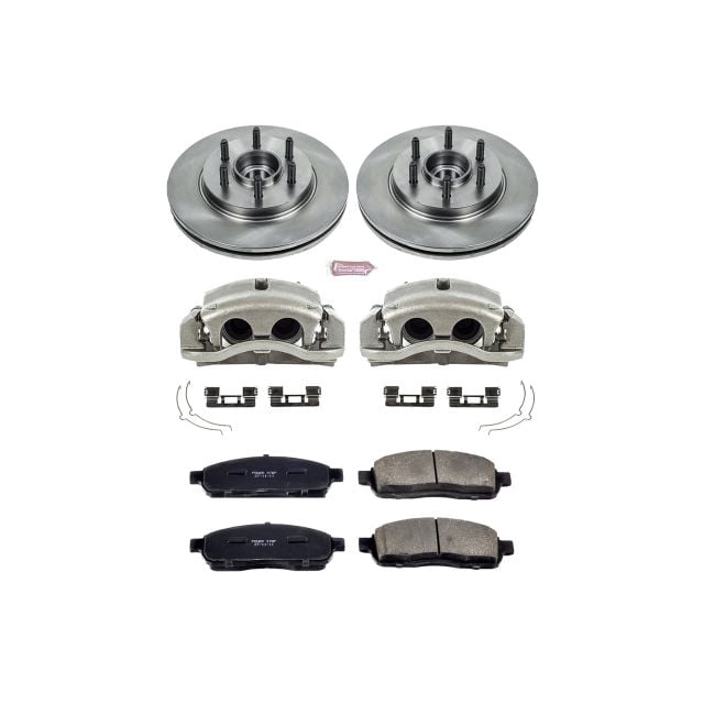 PowerStop Front Stock Replacement Brake Pad and Rotor Kit with Calipers Fits: FORD Select Models KCOE1939