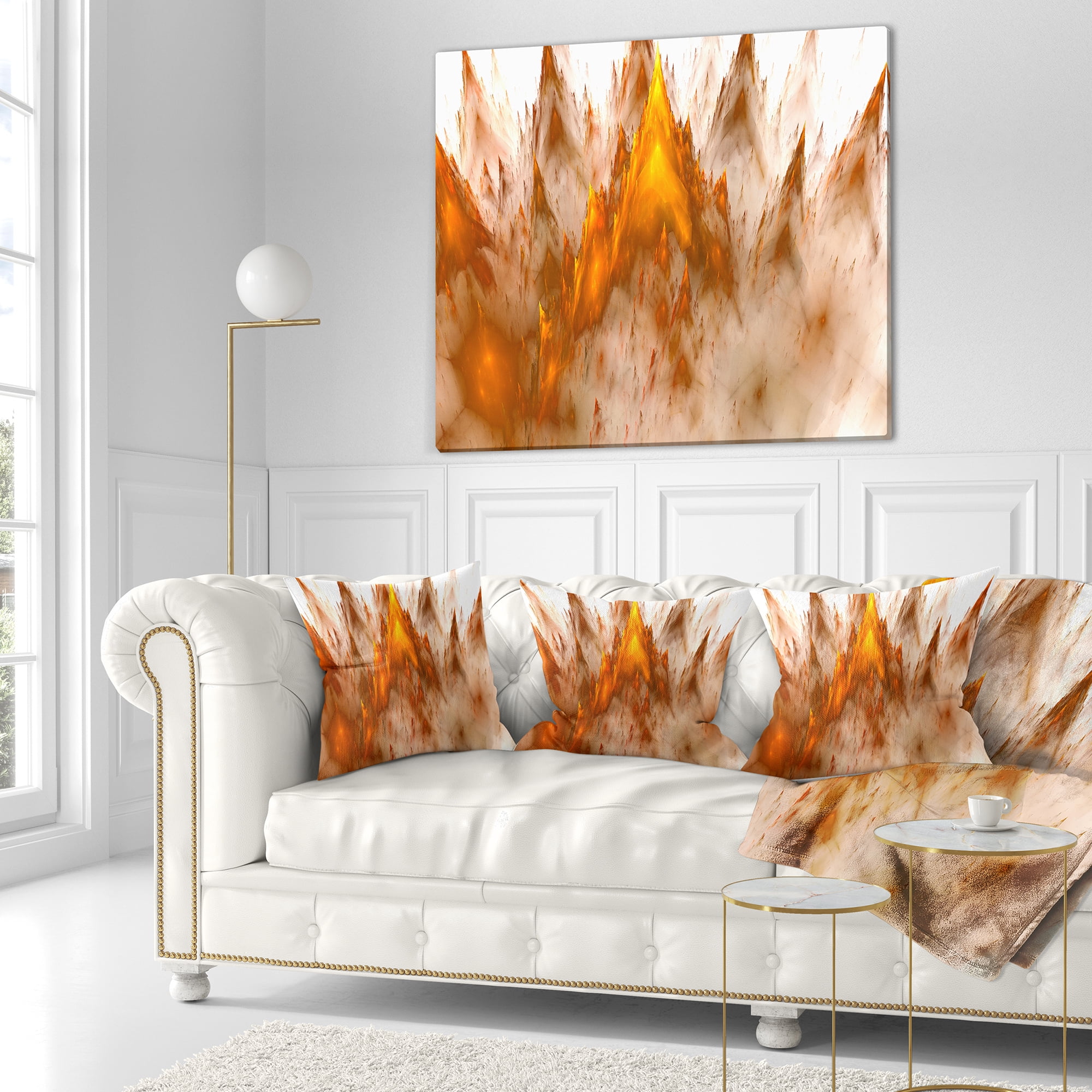 Designart Brown Fractal Crystals Design - Abstract Throw Pillow - 16x16