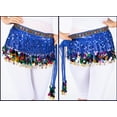 thumbnail image 3 of Sequined Chiffon Tassel Scarf Belly Dance Hip Scarf Waist Chain Skirt Hip Scarf Latin Skirt,darkblue, 3 of 3