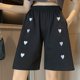 thumbnail image 2 of Moda casual mujer corazón bordado bolsillos damas pantalones cortos sueltos pantalones Pompotops  ulkah938133, 2 of 5