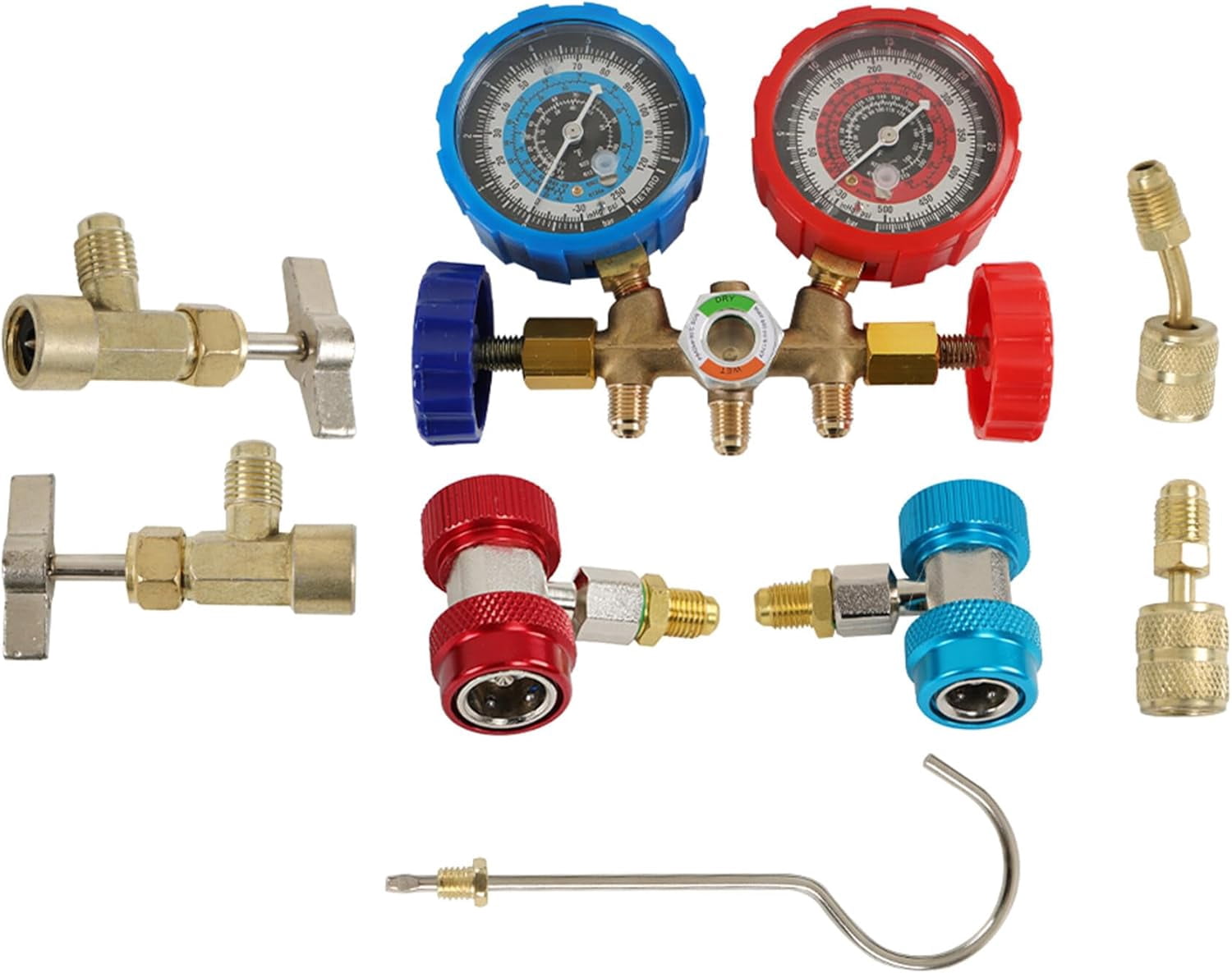 kimllier Vacuum Pump 4CFM 1/3HP Single Stage Rotary Vane Vacuum Pump Kit Gauge Set Fit for Air Conditioning Maintenance