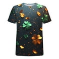 thumbnail image 6 of Njagoc3 Women's Rainbow Color Shamrock All-Over Print Crew Neck Short-Sleeve T-Shirt - Vibrant St. Patrick's Day Festival Wear, 6 of 6