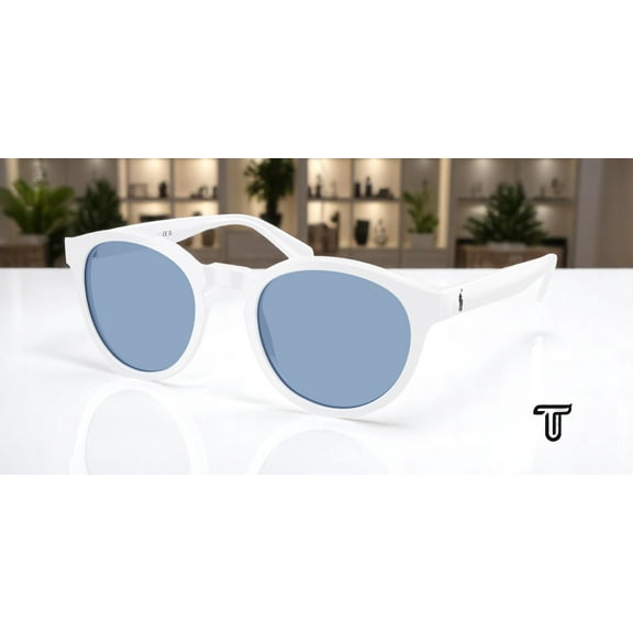 Polo Ralph Lauren PH 4192 Plastic Unisex Round Sunglasses Shiny White 51mm Adult