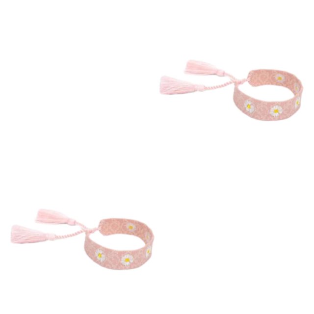 Guardurnaity unisex única de poliéster Pulseras de la amistad para hombres y mujeres Glamour personalizado Rosa Rosa 2Conjunto