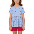 thumbnail image 1 of felwors Toddler Girls Summer Sleeveless Ruffle Top Elastic Shorts Set Kids Short Set 2-8 (Red, 7-8 Years), 1 of 7