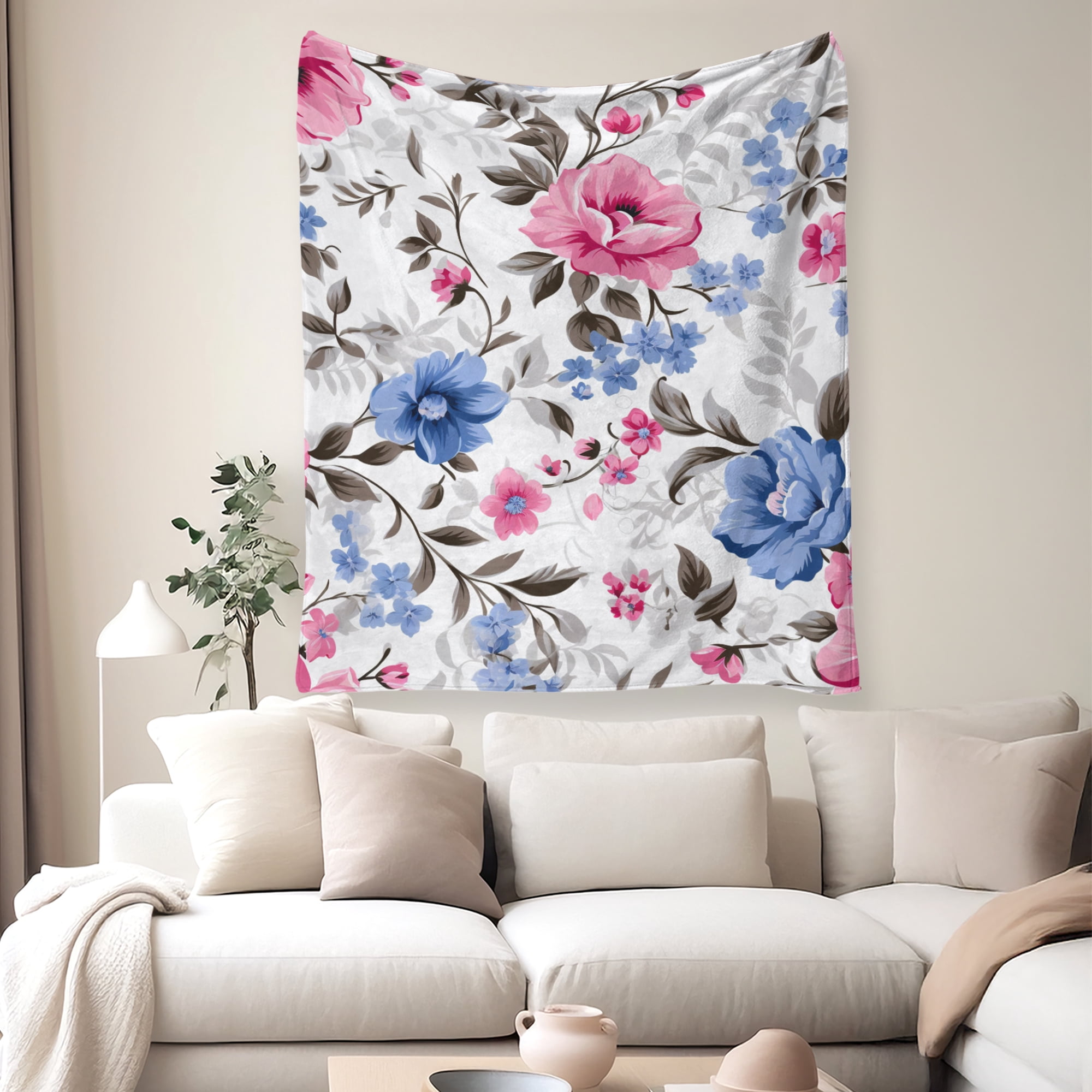 Flannel Fleece Throw Blanket, Soft Large Throw Blanket, Lightweight Cozy Plush Throw Blanket Fit Sofa Bed, 30"x40", Florals