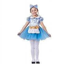 Dress Up America 1065-M Girl Goldilocks Costume with Apron 3 Bears & Headband, Blue - Medium