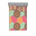 thumbnail image 2 of Ambesonne Vintage Fitted Sheet & Pillow Sham Set, Antique Tribal Mandala, Twin, Fuchsia Orange, 2 of 3