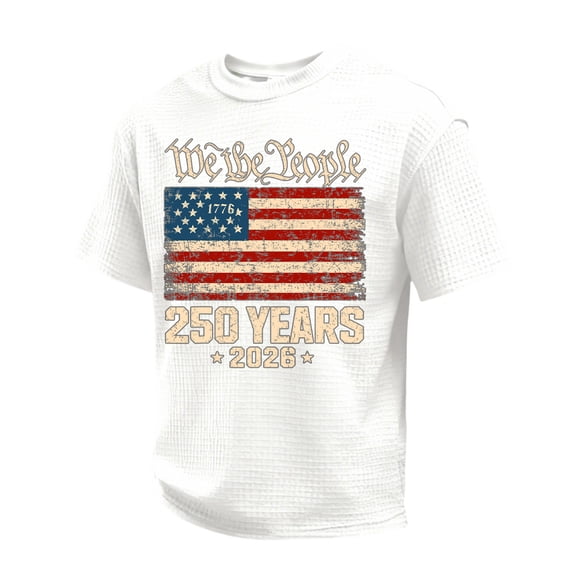 Mens Independence Day Shirts 250 Anniversary Usa Patriotic Shirt Short Sleeve Crew Neck Usa Flag T Shirts Graphic Big and Tall We the People Tees White 2XL
