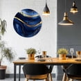 thumbnail image 5 of Silent Wall Clocks Battery Operated, Dark Blue Abstract Marble Texture Round Decorative Wall Clock for Living Room Bedroom Kitchen Bathroom Classroom Decor, 12 Inch Gold Fluid Art Lines, 5 of 8