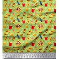 thumbnail image 1 of Soimoi Rayon Fabric Cold Drink,Pizza & Burger Food Print Fabric by The Yard 56 Inch Wide, 1 of 1