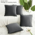thumbnail image 5 of Unique Bargains Velvet Pillow Cover with Poms for Sofa 4PCS Dark Gray 20" x 20", 5 of 8