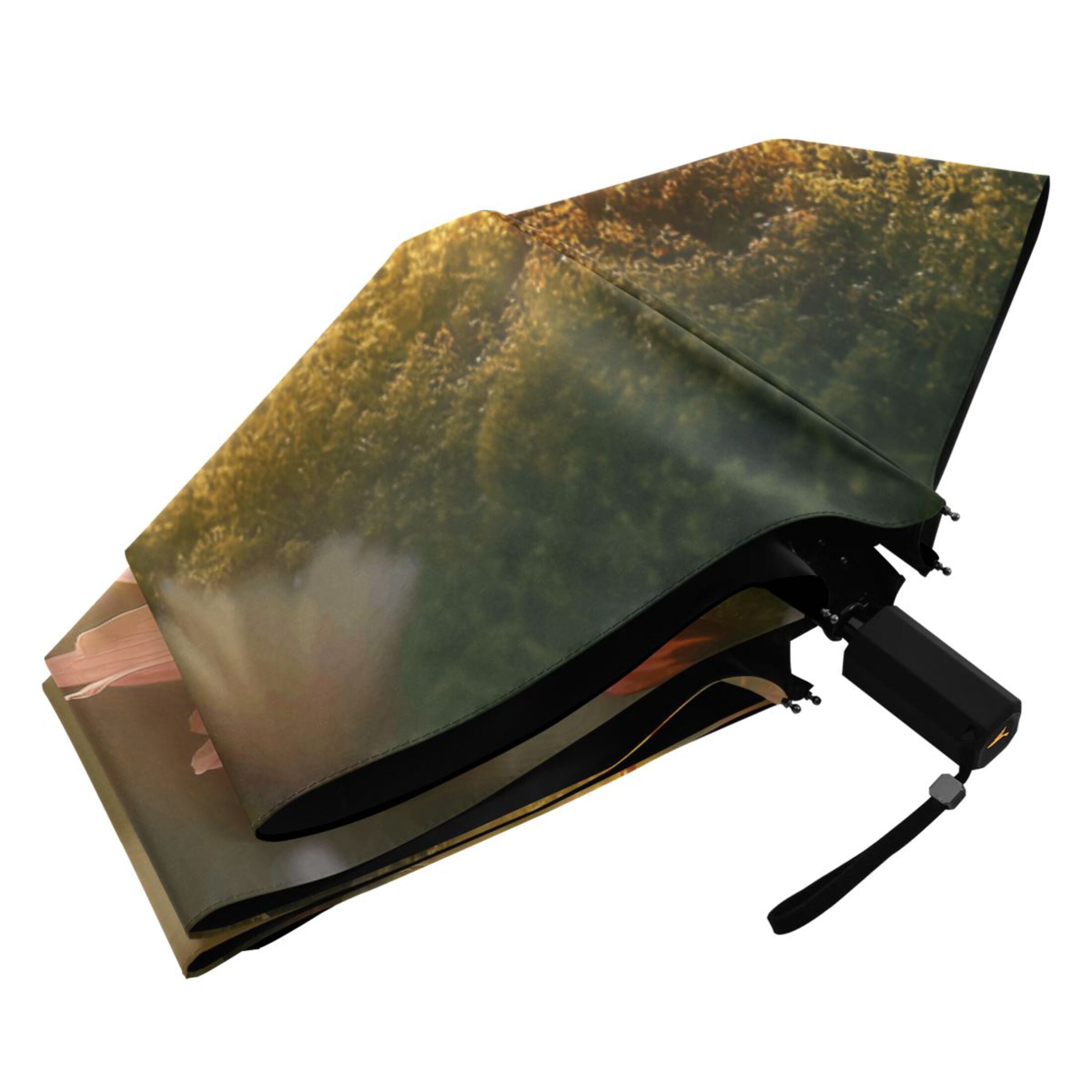 Fairy Flying over Flowers Compact Sun Umbrella Windproof Travel Umbrellas for Rain Strong Portable UV Protection