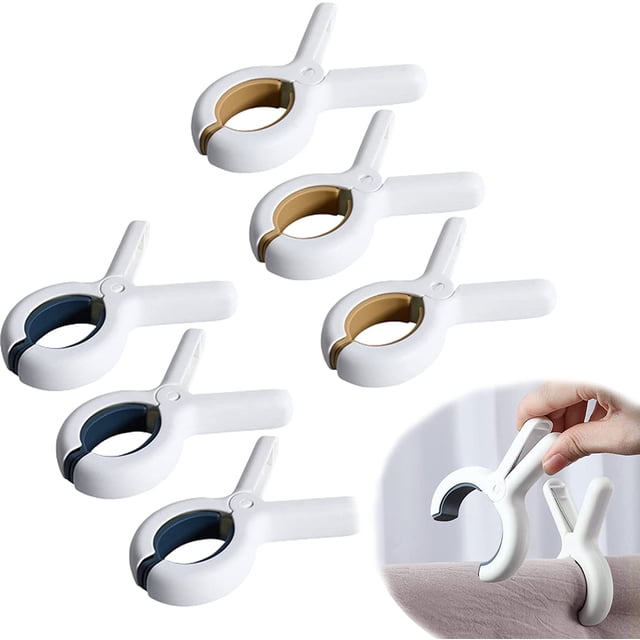Clips de plástico a prueba de viento de 6 piezas, clips de toalla gigantes, adecuados para tumbonas, sillones, sillas de piscina, lavandería TUNC Sencillez