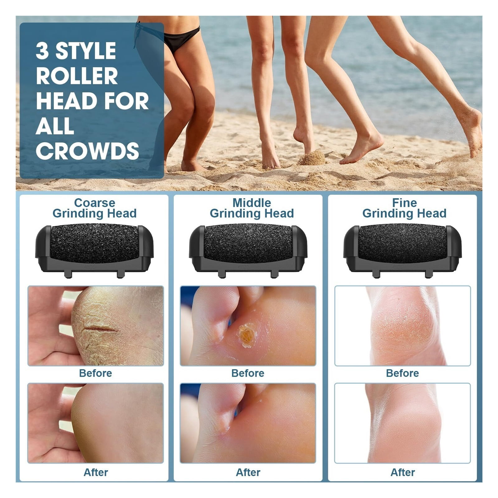 Electric Foot Callus Remover, Portable Pedicure Kit Foot File Callus Remover for feet, Professional Foot Care Pedicure Tools Foot Scrubber for Men Women Dead Skin Dry Crack Skin Calluses - 3 Speed