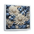 thumbnail image 2 of Designart "Blue Accents: The Beauty Of White And Blue Mums" Chrysanthemums Floater Framed Canvas Prints, 2 of 5