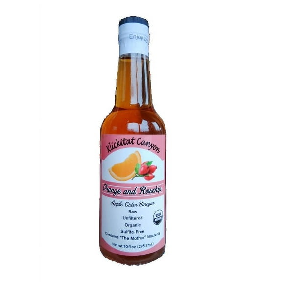 Klickitat Canyon Winery - Organic Orange and Rosehip Vinegar - Raw, Unfiltered Apple Cider Vinegar - Gluten-free, Naturally Processed, Non-GMO - 10 fl oz