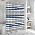 thumbnail image 5 of Navy Blue Bathroom Shower Curtains with Hooks, and Gray Stripe Abstract Minimalist Modern Art Waterproof Fabric Washable Shower Curtain for Home Hotel Bathtub Decor 72x84 Inch, 5 of 9