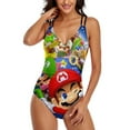 thumbnail image 4 of Super Mario Womens One-Pieces Swimsuit Sexy CirssCross Swimwear Printing Bathing Suits 2XL, 4 of 8