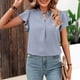 thumbnail image 4 of Blusa De Manga Corta Camiseta informal para mujer con cuello en V y volantes ligera para mujer de ajuste relajado (azul claro XL) Kuymtek para Mujer azul claro T XXL, 4 of 7